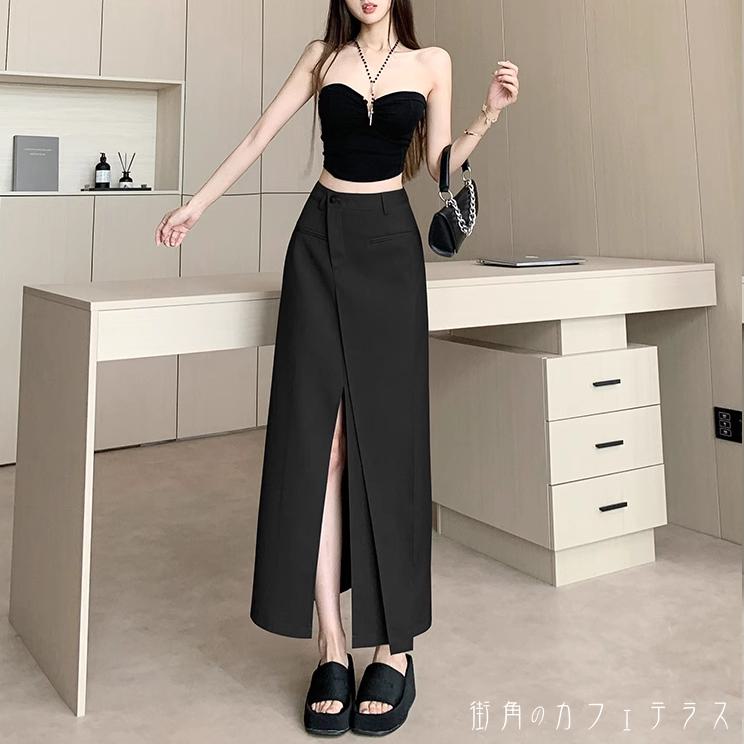 樂天商城 - ロングスカート 2色 ペンシルスカート マキシ丈 フレア Aライン ハイウエスト 薄手 スリット かわいい 大人可愛い きれいめ シンプル カジュアル 大人 上品 おしゃれ お洒落 こなれ感 コンサバ系 モード系 エレガント レディライク 無地 夏 20代 30代 40代 レディース 女性用