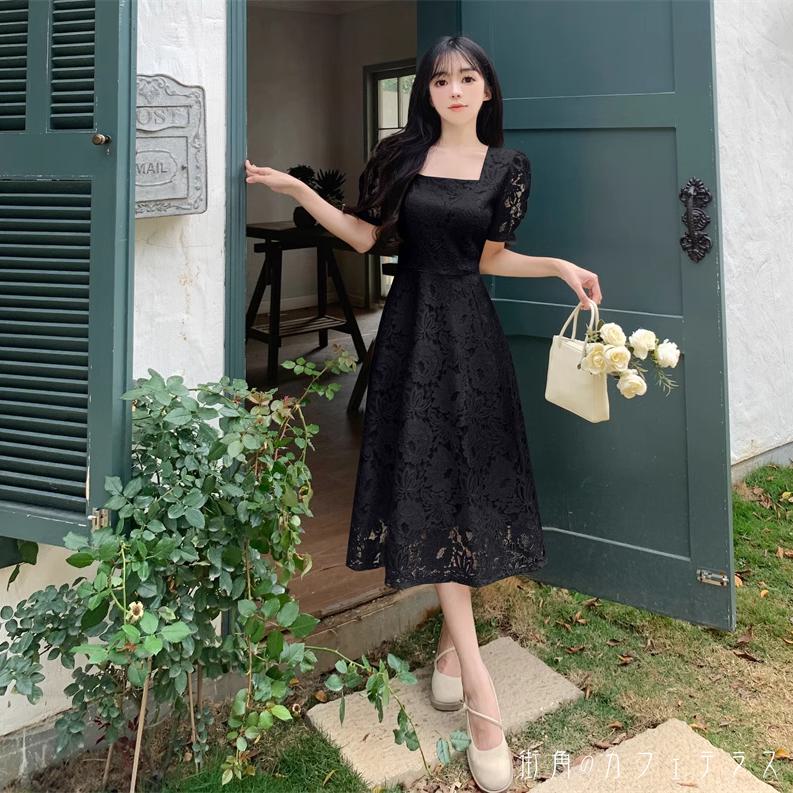 ロングドレス 3色 色 衣装 カラードレス ミモレ Aライン フレア プルオーバー 半袖 スクエアネック リボン 薄手生地 エレガント 可愛い 大人可愛い きれいめ シンプル カジュアル シック コンサバ 華やか 大人 上品 おしゃれ お洒落 主役級 こなれ感 高見え 高級感のサムネイル