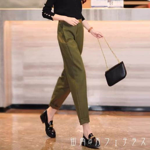 テーパードパンツ 4色 スラックス ボトム ロング ポケット ファスナー かわいい 大人可愛い 大人女子 綺麗 シンプル カジュアル 大人 上品 おしゃれ お洒落 こなれ感 ラフ エレガント コンサバ 着痩せ レディライク ヘルシー 無地 秋 20代 30代 40代 レディースのサムネイル