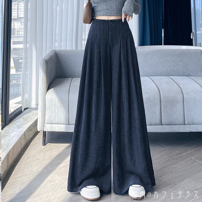 ワイドパンツ3色フレアAラインガウ...