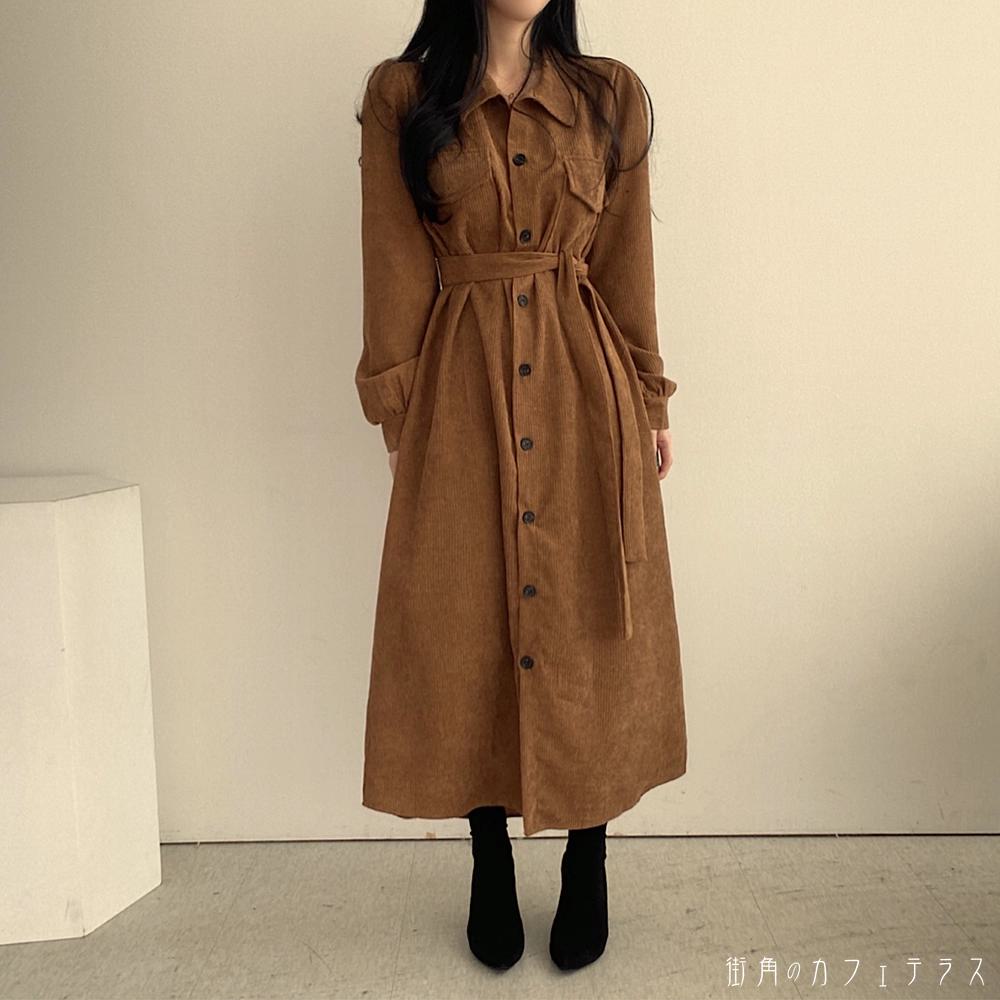 樂天商城 - ロングワンピ 2色 ミモレ 長袖 Vネック 襟付き Aライン フレア プルオーバー ベルト 可愛い 大人可愛い きれいめ シンプル カジュアル シック コンサバ 華やか 大人 上品 おしゃれ お洒落 レトロ 主役級 こなれ感 高見え 無地 秋 レディース 女性用 ママ 30代 40代 デート