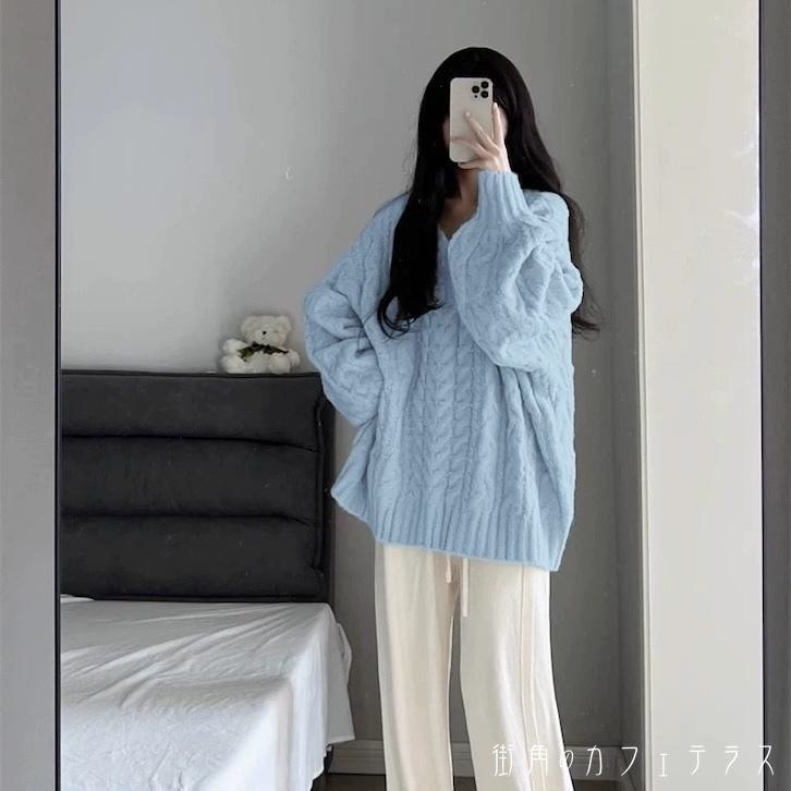 レディース トップス ニット Vネック ロング丈 ゆったり 体型カバー ボーイフレンド 二の腕カバー シンプル カジュアル きれいめ 大人..
