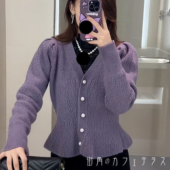 樂天商城 - セーター 5色 ラメ キラキラ 30代 40代 女性用 レディース ママ 長袖 Vネック Aライン フレア プルオーバー フリル リブニット ニット 厚手生地 ふわふわ 防寒 あったか 温かい 無地 かわいい 大人可愛い 大人女子 こなれ感 シンプル カジュアル 大人 上品 おしゃれ お洒落