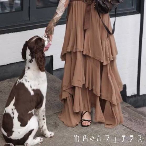 樂天商城 - ロングスカート ティアードフリル 春 秋 マキシ丈 アシンメトリー フレア Aライン 伸縮性 ウエストゴム かわいい 大人可愛い きれいめ カジュアル 大人 上品 おしゃれ お洒落 こなれ感 コンサバ系 ラフ 抜け感 レディライク ガーリー 無地 30代 40代 レディース 女性用
