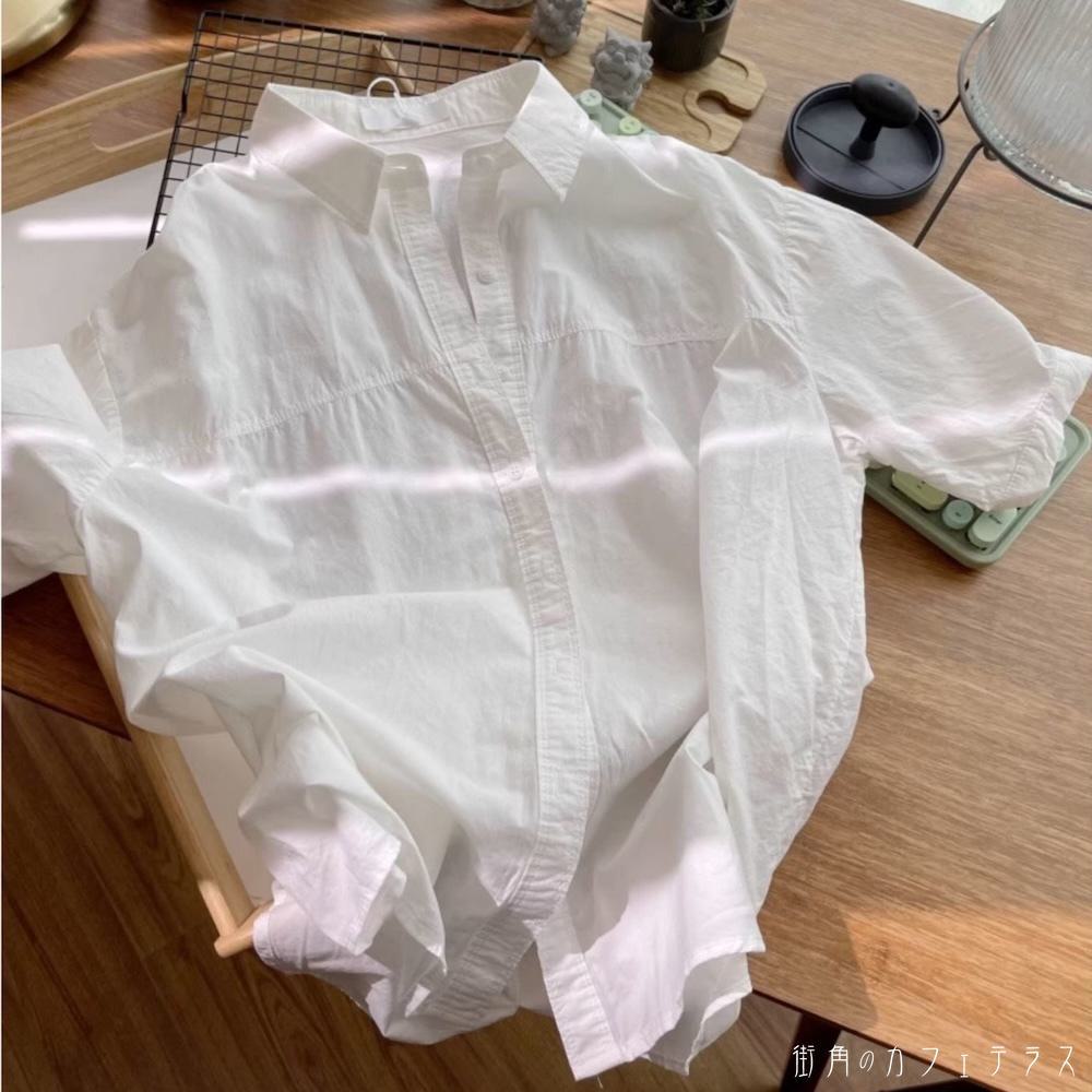樂天商城 - レディース トップス シャツ ブラウス クルーネック ゆったり こなれ感 ナチュラル ベーシック シンプル カジュアル きれいめ 大人かわいい 体型カバー 二の腕カバー スタイルアップ 半袖 ホワイト イエロー グリーン ピンク ブルー 20代 30代 40代 通勤 通学 オフィス