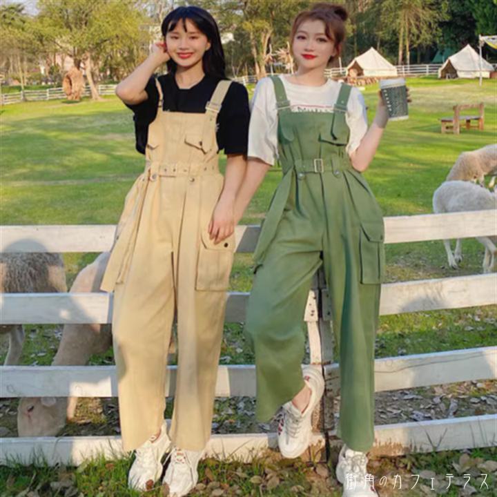 パンツ ボトム 色 オーバーオール フレア Aライン ロング ポケット ハイウエスト かわいい 大人可愛い 大人女子 綺麗 シンプル カジュアル 大人 おしゃれ お洒落 こなれ感 ラフ コンサバ 着痩せ 無地 夏 30代 40代 レディース 女性用 ママ 授業参観 お出かけ 女子会 お呼ばれ
