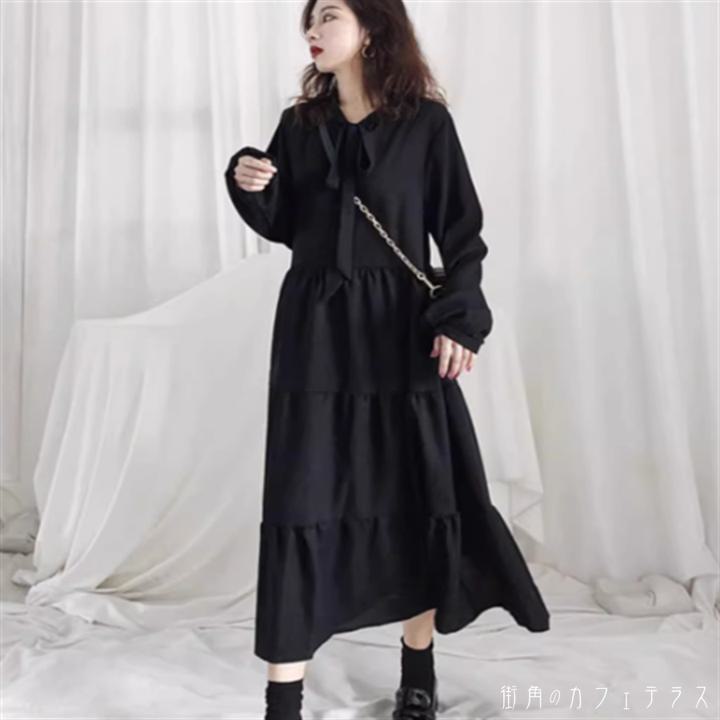 ワンピース ロング ミモレ 袖あり 長袖 Vネック Aライン フレア ステッチ 可愛い 大人可愛い きれいめ シンプル カジュアル コンサバ 華やか 大人 おしゃれ お洒落 こなれ感 ラフ ヘルシー 無地 秋 30代 40代 レディース 女性用 ママ服 デート お出かけ 女子会 お呼ばれ 休日