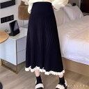 スカート 2色 ロングスカート ニットスカート Aライン フレア ロング ミモレ バイカラー ウエストゴム 伸縮性 ハイウエスト ニット 厚手生地 あったか かわいい 大人可愛い 大人女子 こなれ感 シンプル カジュアル 大人 おしゃれ お洒落 ラフ コンサバ フェミニン 無地 冬(4)
