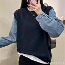 トップス 3色 セーター 萌え袖 袖あり 長袖 クルーネック Aライン フレア ロング丈 重ね着風 レイヤード風 厚手生地 あったか かわいい 大人可愛い 大人女子 こなれ感 シンプル カジュアル 大人 おしゃれ お洒落 ラフ コンサバ ガーリー ヘルシー 無地 冬 30代 40代(4)