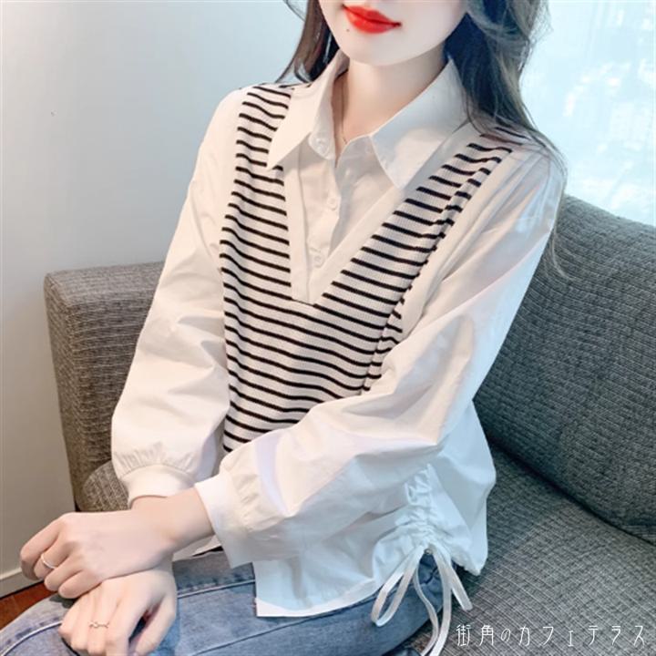 トップスブラウスベスト袖あり長袖プ...