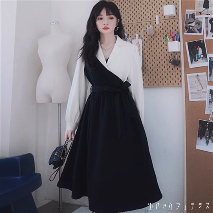 ドレス ロングドレス ワンピース 衣装 パーティドレス ロング ミモレ 袖あり 長袖 Vネック Aライン フレア バイカラー 薄手生地 エレガント 可愛い 大人可愛い きれいめ シンプル カジュアル シック コンサバ 華やか 大人 上品 おしゃれ お洒落 主役級 こなれ感 高見え