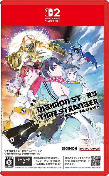 特典・「デジモンカードゲーム」プレイアブルカード(アイギオモン)・プレオーダーパック(育成デジモン「アグモン（黒）」「ガブモン（黒）」／コスチューム「とある学校の制服」／冒険アイテムセット) 【新品】デジモンストーリー タイムストレンジャー［Switch2版］ 対応機種：ニンテンドースイッチ2(NS2) ジャンル：ロールプレイングゲーム メーカー：バンダイナムコエンターテインメント 発売日：2026/07/09 JAN：4573685185493 型番：POT-P-ABLAA ※対応機種を必ずご確認の上、お買い求めください。なお、商品説明文の内容は発売時の情報です。数量限定の特典（予約特典や初回特典など）は、商品名に明記されていない場合は基本的に付かないものとお考えください。新品・未開封品です。メール便での発送が可能です。【発送予定の目安】ご注文から発送までに、お取り寄せのため[3〜6営業日前後]お時間がかかります。※銀行振込・コンビニ決済の場合はご入金確認後の発送となります。※本商品は【お取り寄せ】となります。取引先の在庫状況によっては、発送予定の目安よりもお時間がかかる場合がございます。また、お取り寄せの性質上、取引先の在庫切れならびに仕入れ価格の急激な高騰等の理由により、勝手ながらご注文をキャンセルとさせて頂く場合も希にですがございます。誠に申し訳ございませんが、何卒ご了承願います。★メール便発送をご希望の方は必ずこちらをお読みください。★