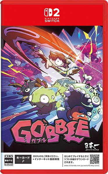 特典・サウンドトラックCD・特装BOX・アートブック・ラバーキーホルダー・トラベルステッカー3種 【新品】GOBBLE［Switch2版］ 対応機種：ニンテンドースイッチ2(NS2) ジャンル：アクション メーカー：日本一ソフトウェア 発売日：2026/09/24 JAN：4995506006310 型番：POT-P-ABU2A ※対応機種を必ずご確認の上、お買い求めください。なお、外付けの特典（予約特典、初回特典など）は、商品名に明記されていない場合は基本的に付かないものとお考えください。新品・未開封品です。メール便での発送が可能です。【発送予定の目安】こちらは予約商品となります。発売日前日の発送予定です。※他の商品をまとめてご注文頂いた場合、入荷後すぐの発送が出来ない場合もございます。別々に分けてご注文ください。※銀行振込・コンビニ決済の場合はご入金確認後の発送となります。※予約販売の商品は、メーカーの諸事情により発売延期や中止となる場合がございます。★メール便発送をご希望の方は必ずこちらをお読みください。★