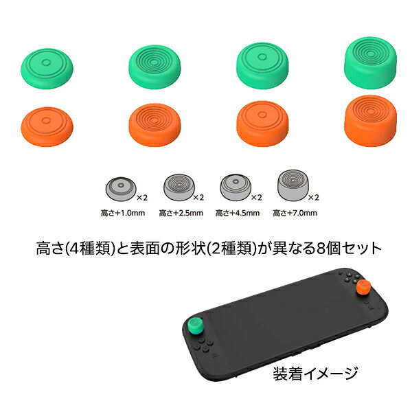 Rakuten - 【07/31発売★予約】[メール便OK]【新品】【NS2H】CYBER・アナログスティックカバー 8個セット エメラルド＆オレンジ（Switch2 Joy‐Con2用）[予約品]