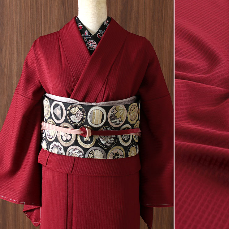 楽天市場】単衣 着物（カラーレッド）（和服｜レディースファッション