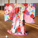 【レンタル】4泊5日 お宮参り 女の子 初着レンタル 貝桶に捻じり梅(赤色) JAPANSTYLE レッド 淡色 八重桜 芍薬 桜 さくら 菊 花柄 矢絣 匹田...