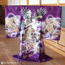 \2点で3%OFFクーポン/【レンタル】お宮参り 男の子 初着レンタル 鷹 波 打ち出の小槌 濃紫 パープル 扇 軍配 松 海 花菱 金 産着 一つ身 祝着 お...