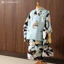 【レンタル】 4泊5日 3歳用 男の子 松に鷹 (黒/被布:水色) 被布セット 着物 刺繍 被布 きもの 七五三 祝着 フルセット 端午の節句 子供の日 お宮参...