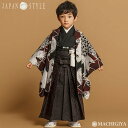 \GWきものフェス/【レンタル】七五三 セット 3歳 男の子 羽織 袴「鷹に組子模様」赤 黒 色 鳥 ブラック ボルドー ワイン JAPAN STYLE ジャパ...
