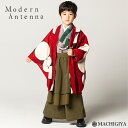 \GWきものフェス/【レンタル】七五三 セット 5歳 男の子 羽織 袴 「ビバップ」 赤色 カーキ レッド 水玉 ドット モード Modern Antenna ...