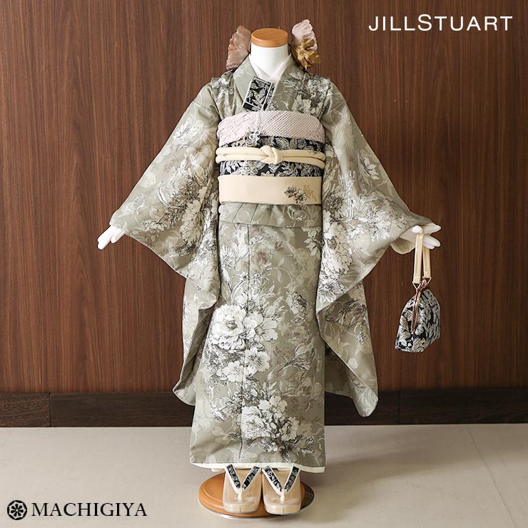 【レンタル】七五三 7歳 女の子 JILLSTUART きもの アネモーヌ フルール チャコール ブラウン 着物 四つ身 ジル スチュアート JILL フルセッ...