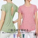 【GW祭!2点で全品10%OFFクーポン】 ヨガウェア トップス Tシャツ 通気性 ヨガ ジム エクササイズ フィットネスウェア ランニング バックデザイン ホ...