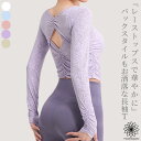 【週末祭!10%OFFクーポン配布中!】 ヨガウェア ヨガ トップス 長袖 ショート丈 クロップド丈 丈短め シースルーデザイン 吸収速乾 通気性 快適 レディース おしゃれ かわいい スポーツウェア ピラティス ジム ダイエット カバー ゆったり ドライ素材 マチカアダnichi