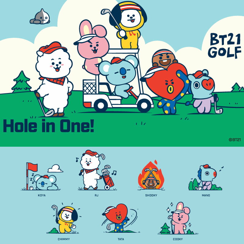 BT21 GOLF ホールインワン アイアンカバー 8個セット5,6,7,8,9,P,A,S 73001-398-000 日本正規代理店品 ビーティーニジュウイチ ゴルフ HOLE IN ONE IRON COVER 2