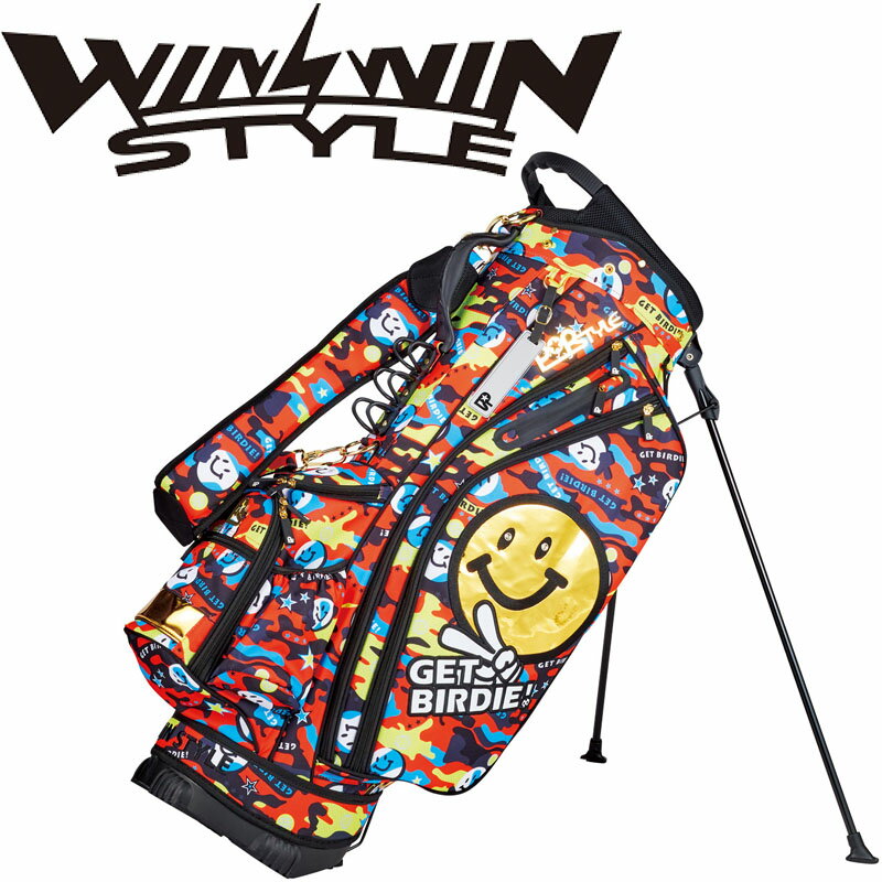 ウィンウィンスタイル ゲットバーディー！ カモマルチカラー スタンドバッグ CB-135 オレンジ 2023年 軽量 WINWINSTYLE GET BIRDIE! CAMO MULTI COLOR STAND BAG