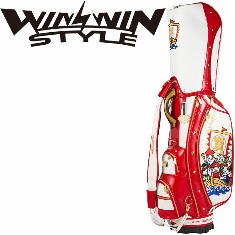 ウィンウィンスタイル 七福神 カートバッグ CB-382 WHxRD ホワイト x レッド キャディバッグ 白 赤 WINWINSTYLE SEVEN GODs CART BAG GOLD Version LEM Caddy