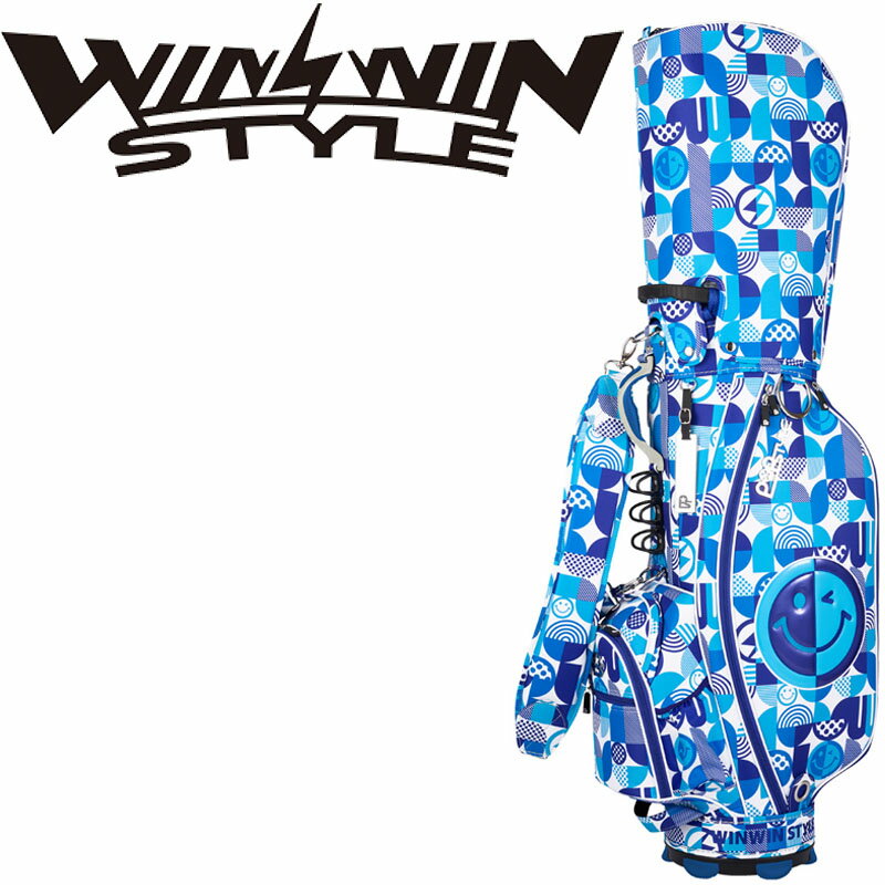 ウィンウィンスタイル マルチアイコン カートバッグ CB-157 BL ブルー 2025 スマイル キャディバッグ 青 WINWIN STYLE MULTI ICON CART BAG GOLF CADDY