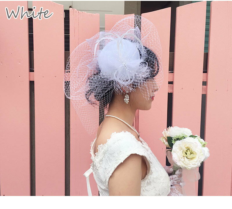 【送料無料】クリップ ヘッドドレス チュール レース フラワー 花 パール ミニハット ビッグ ヘッドドレス ヘアアクセサリー ウェディングハット ミニ 帽子 ネット フェザー 小物 ブライダル ウェディング パーティー 結婚式 二次会 披露 ハロウィン プリンセス コスプレ