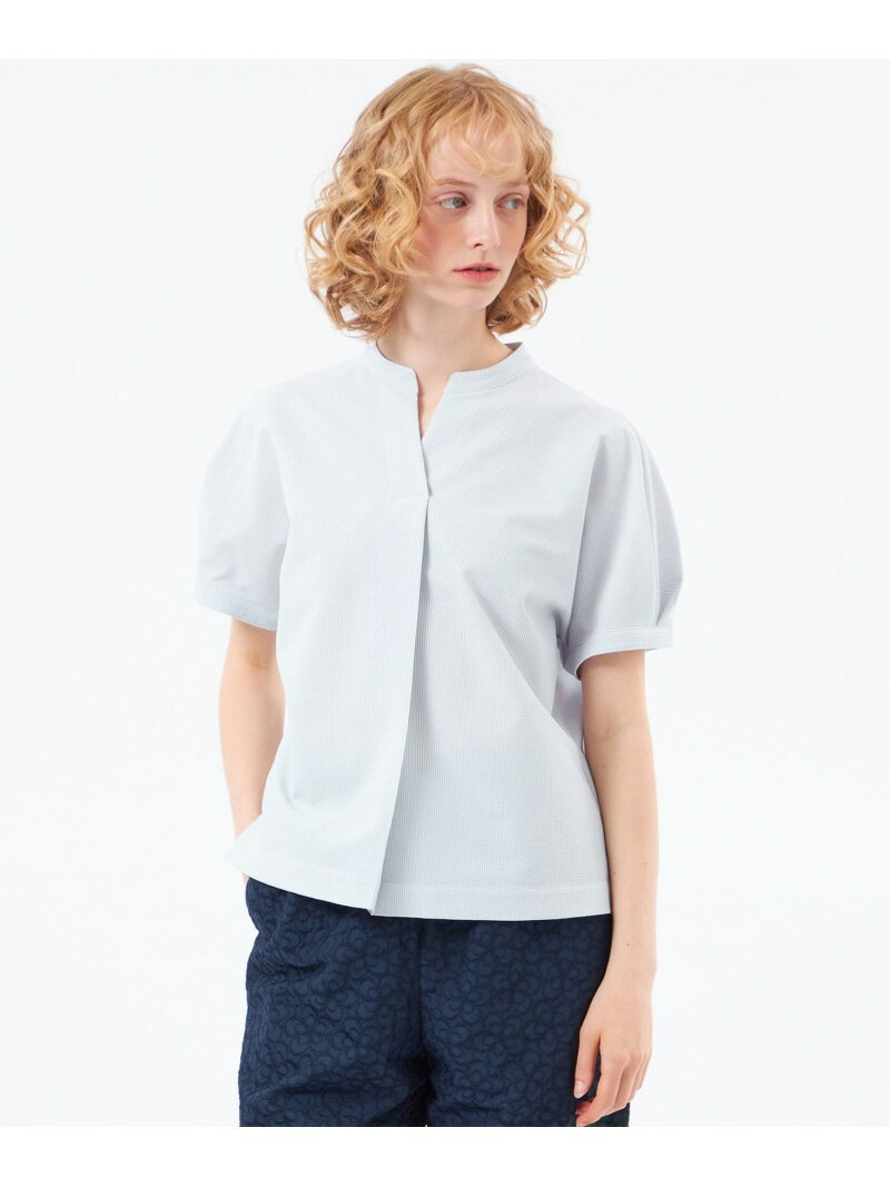乐天商城 - 【WEB&一部店舗限定】スキッパーサッカーブラウス MACKINTOSH PHILOSOPHY マッキントッシュ フィロソフィー トップス シャツ・ブラウス ブラック ネイビー【送料無料】[Rakuten Fashion]