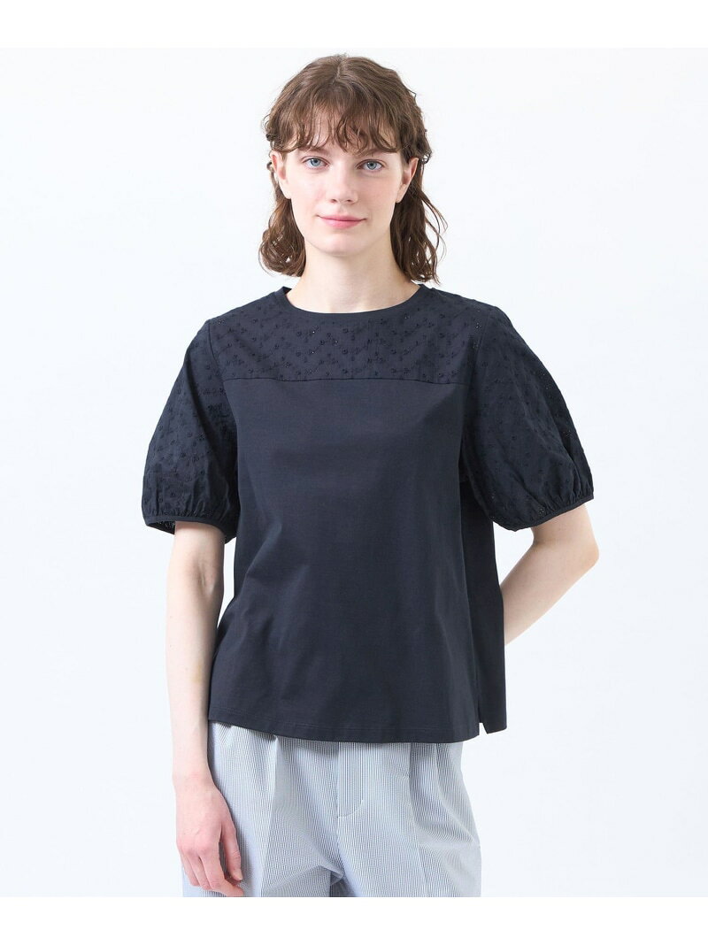 乐天商城 - レーススリーブカットソー MACKINTOSH PHILOSOPHY マッキントッシュ フィロソフィー トップス カットソー・Tシャツ ネイビー ホワイト【送料無料】[Rakuten Fashion]