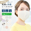 期間限定☆最大1000円クーポン配布中☆7/13~16 23:59まで 【プラス1枚プレゼント!】マスク 夏用 冷感 レース 5枚セット 抗菌 洗える キシリト...