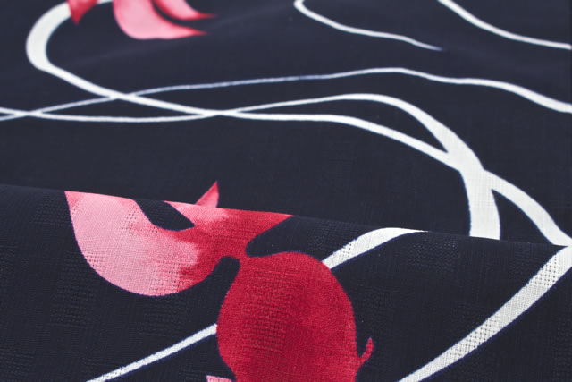 レディース浴衣 Macle by bonheur saisons マクレ 濃紺色 ダークネイビー 金魚 流水紋 綿 洗える 夏祭り 花火大会 女性用 仕立て上がり 30代 40代 ママ 大人浴衣【S・フリー】【浴衣】