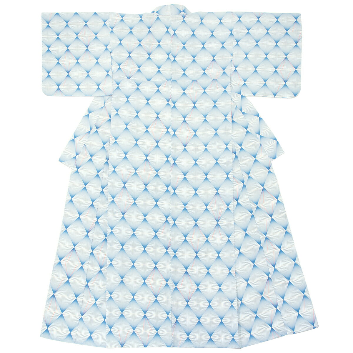 【先着200名限定】クーポンで50%OFF！6/14~19 23:59までレディース浴衣 Macle by bonheur saisons マクレ 青 ブルー 白 幾何学模様 菱 綿 アートモダン 変わり織り ボヌールセゾン 夏祭り 花火大会 女性用 仕立て上がり 【S・フリーサイズ】【送料無料】【浴衣】