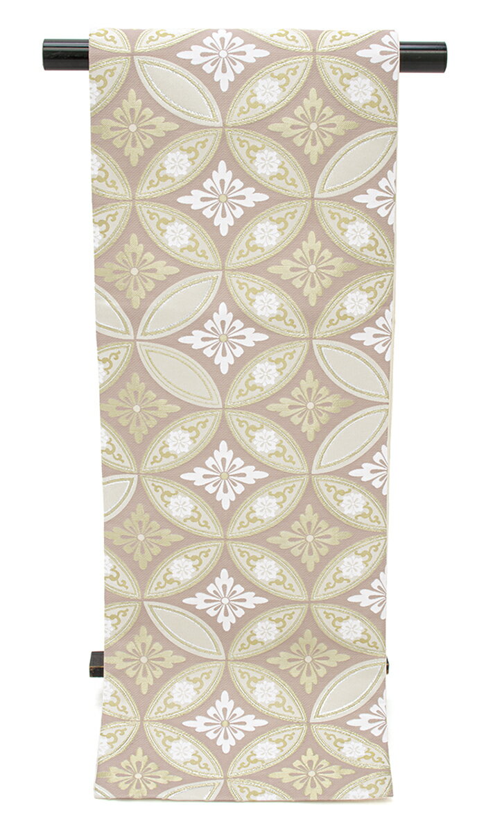 袋帯 訪問着 礼装 正装 金 ピンク クリーム くすみ ゴールド 白 ベージュ 花七宝 花 全通柄 小杉織物謹製 女性用 レディース 仕立て上がり日本製 送料無料