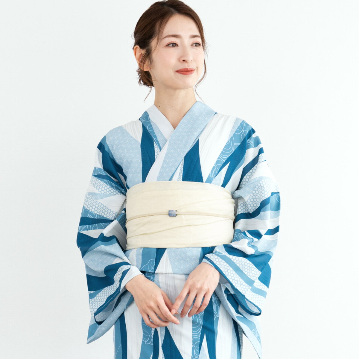 楽天市場】浴衣 女性 しじら織（カラーブルー）（レディース