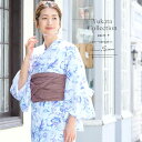 【先着100名限定】クーポンで50%OFF!4/18-4/30浴衣 3点セット(浴衣/兵児帯/下駄) ホワイト 白 青 紫 花唐草 花 変わり織り 女性用 浴衣...