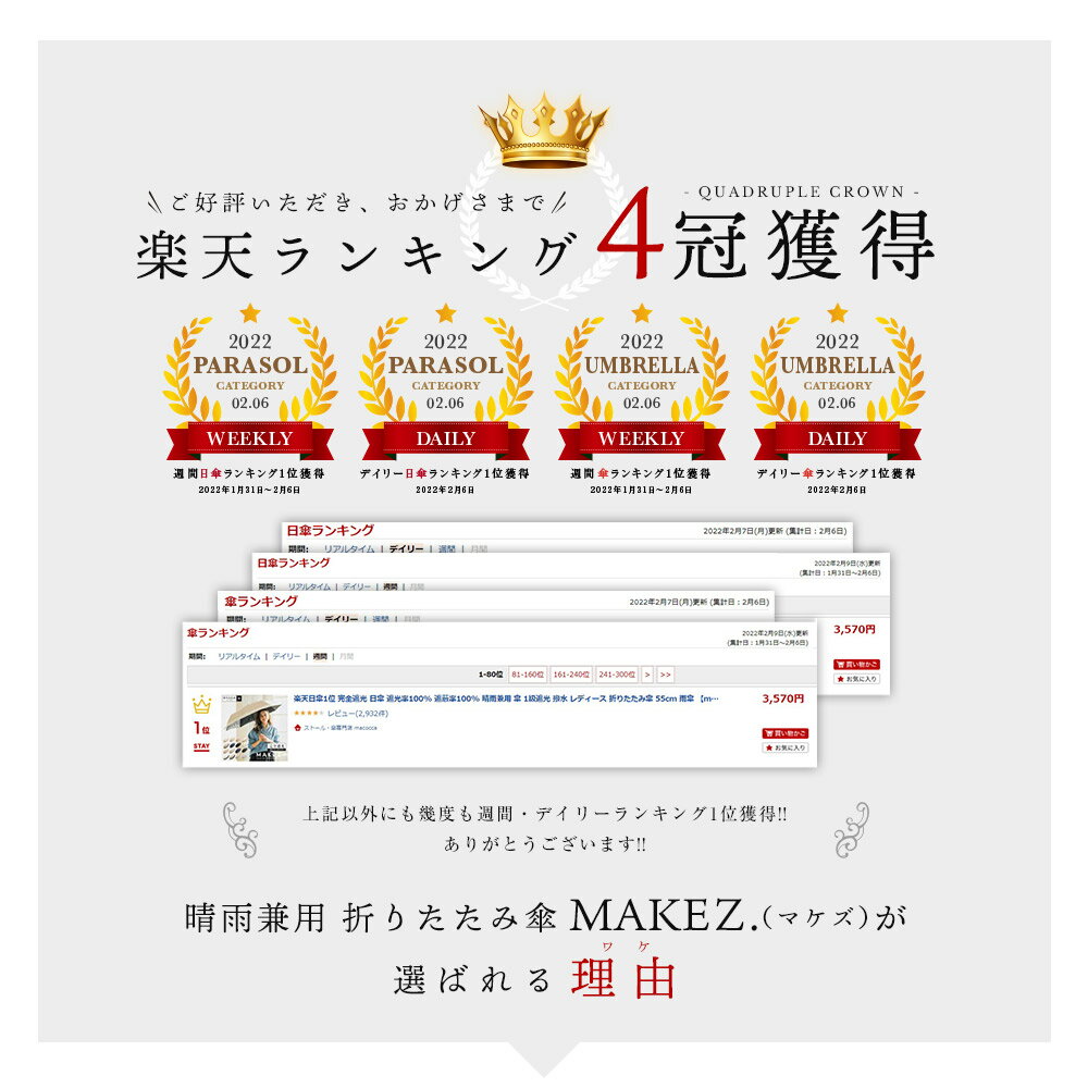 makez.（マケズ）『100％完全遮光折りたたみ傘（makez-b）』