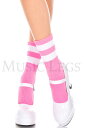 セクシー musiclegs ミュージックレッグス 靴下 ライン入りクルーソックス・ベビーピンクホワイト セクシーコスチューム
