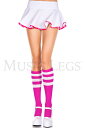 セクシー musiclegs ミュージックレッグス ライン入りハイソックス・フューシャピンクホワイト セクシーコスチューム