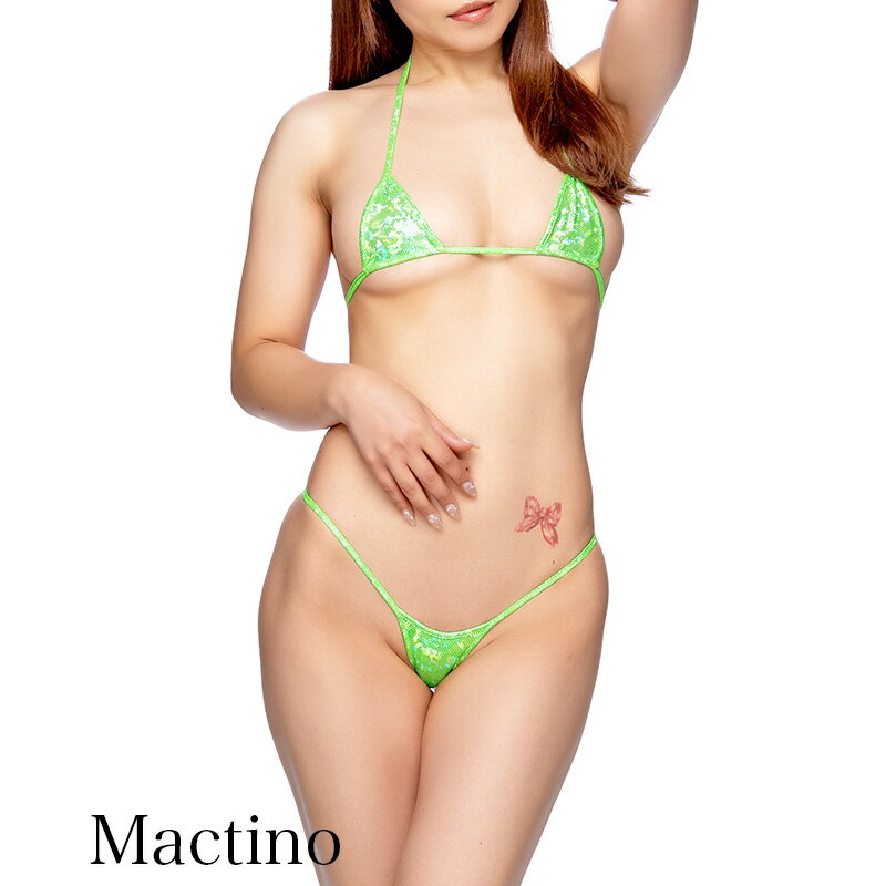 【BikinisTokyoオリジナル】Gストリングショーツマイクロビキニセット・ホログラムラメライム