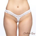 Tバック パンツ 光沢フェリカ素材レースTフロントTバックショーツ・ホワイト