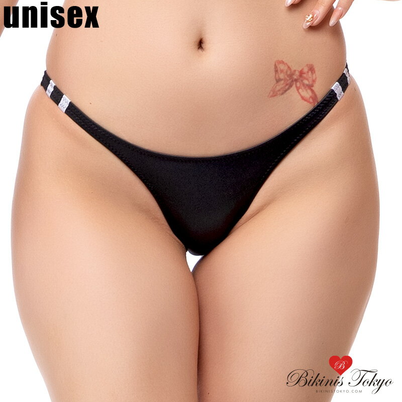 体操服 体操着 【ユニセックス】スーパーウェット素材サイド細めTバックブルマショーツ・ブラック