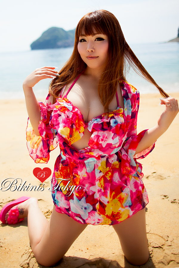 【送料無料】 ビキニ　コスプレ　衣装　ダンサー　 シフォンチュニック付きビキニセット・ピンク レディース