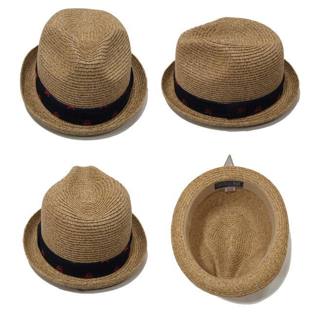 【San Diego Hat KIDS】サンディエゴハットキッズ/Paper Fedora With Skull Ribbon Band/スカル柄リボンバンド付き中折れハット/麦わら帽子/【PBK3212】/子供帽子/ペーパー