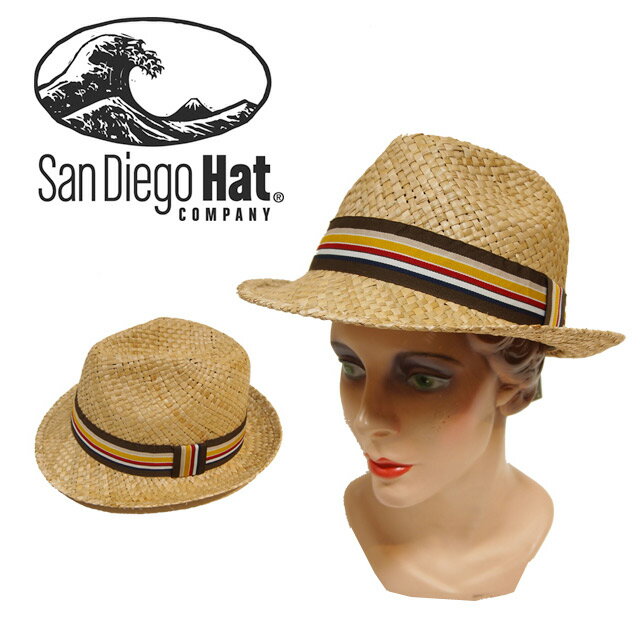 ☆定番☆【San Diego Hat】サンディエゴハット/ Straw Fedora/ストローフェドラ/【SD-RHF6100】/中折れ帽/麦わら帽子/ストローハット