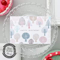 バースデーカード・森ピンク／BIRTHDAY CARD グリーティングカード メッセージカード 感謝 ギフト プレゼント ギフト 誕生日カード かわいい　おしゃれ